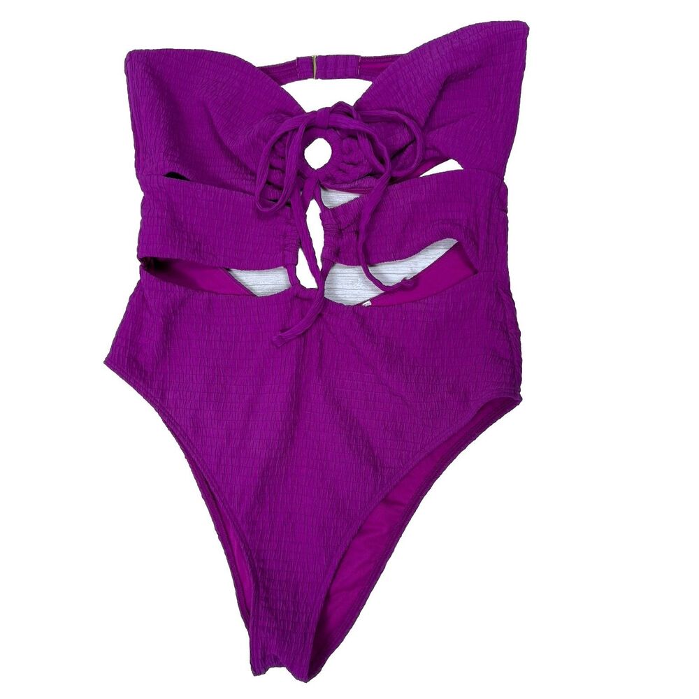 Abercrombie Fitch One Piece Bathing Suit Swimsuit Cut Out Strapless Large Pink